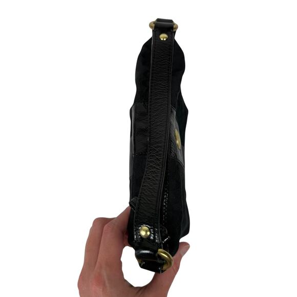 Coach Signature Back Canvas Patent Demi Mini Ergo Baguette Purse Bag 41066 - Picture 9 of 16